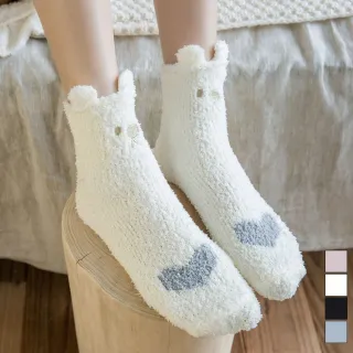 【NVDO】加價購-小耳朵珊瑚絨貓爪中筒襪-4雙組(聖誕穿搭/聖誕禮物/交換禮物/F080)