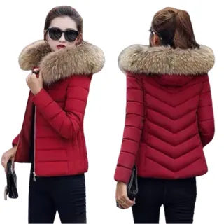 【A3】可拆式毛領短版保暖棉外套(紅色、綠色、黑色、藍色、粉色)