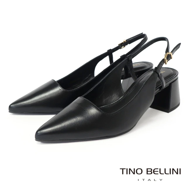 TINO BELLINI 貝里尼 巴西進口前包後拉帶素面低跟鞋FW2T002-1(黑色)