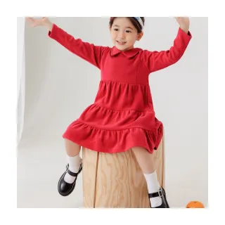 【OB 嚴選】棉質襯衫領水滴後釦蛋糕洋裝 《QD0010》