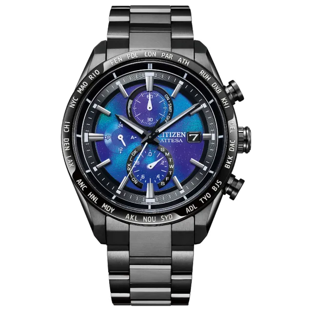 【CITIZEN 星辰】GENTS 暗之月HAKUTO-R限定款電波光動能石英錶鈦金屬計時男錶/42mm 雙11(AT8285-68Z)送禮