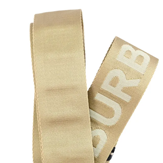 【BURBERRY 巴寶莉】經典金屬字母TB織帶造型磁扣式時尚皮帶(卡其)