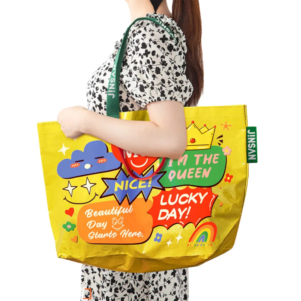 【Bliss BKK】印花大容量環保防水購物袋包 收納袋 環保袋(5色可選)