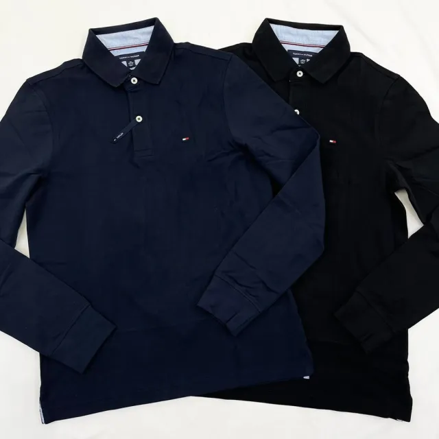 【Tommy Hilfiger】長袖polo衫 彈性 polo衫 湯米 大尺碼 下擺開衩 長袖 平輸品(長袖 8896)