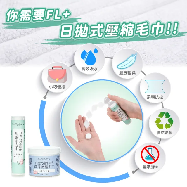 【FL 生活+】30入-日拋式超厚加大環保壓縮毛巾-25x40公分(拋棄式毛巾/壓縮毛巾/旅行/洗臉巾/糖果毛巾)
