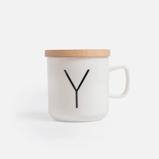 【HOLA】午茶時光木蓋字母馬克杯-Y