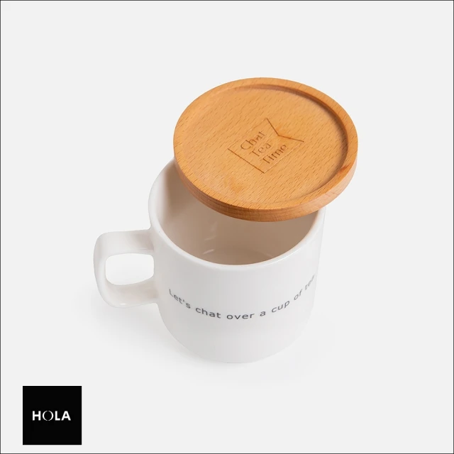 【HOLA】午茶時光木蓋字母馬克杯-R