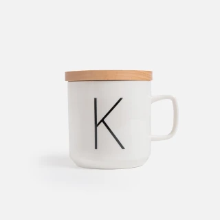 【HOLA】午茶時光木蓋字母馬克杯-K