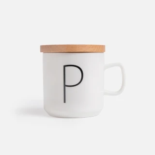 【HOLA】午茶時光木蓋字母馬克杯-P