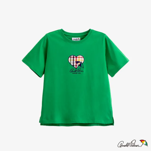 【Arnold Palmer 雨傘】女裝-胸前心形品牌LOGO刺繡T恤(綠色)