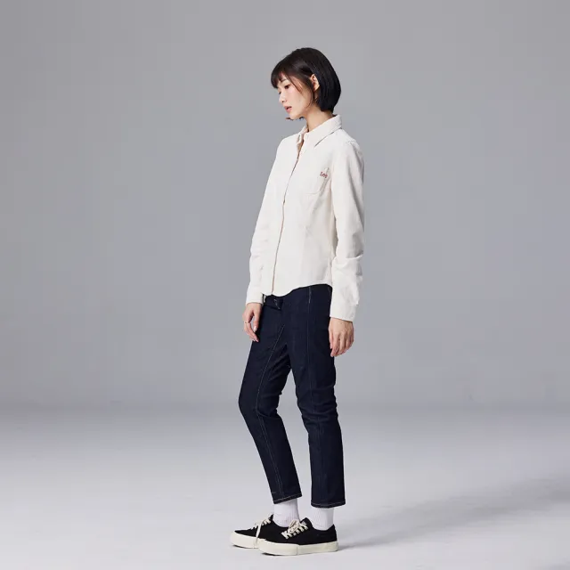 【Lee】女裝 長袖襯衫 / 燈心絨 刺繡小LOGO 休閒襯衫 奶霜白 季節性版型(LB307008005)