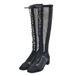 【Dior 迪奧】綁帶簍空網面拉鍊低跟長靴(黑色KDI493SURS900)