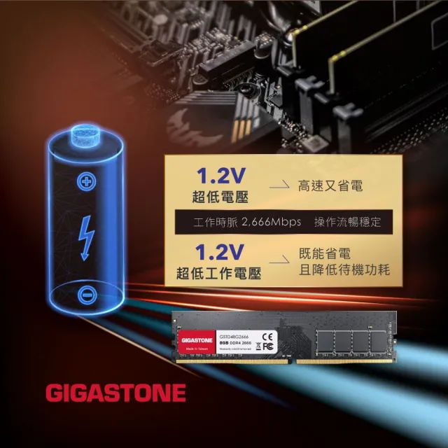 【GIGASTONE 立達】DDR4 2666MHz 16GB 桌上型記憶體 2入組(PC專用/8GBx2)