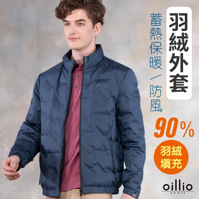 oillio 歐洲貴族 男裝 保暖羽絨外套 立領款 經典壓紋