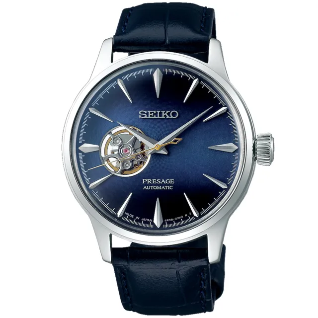 【SEIKO 精工】PRESAGE 調酒系列 開芯機械對錶 送禮推薦 禮物(4R38-01N0B+4R38-01Y0B)