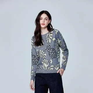 【MYSHEROS 蜜雪兒】含羊毛造型毛衣 龜背葉鳳梨造型 下擺彈性(灰)