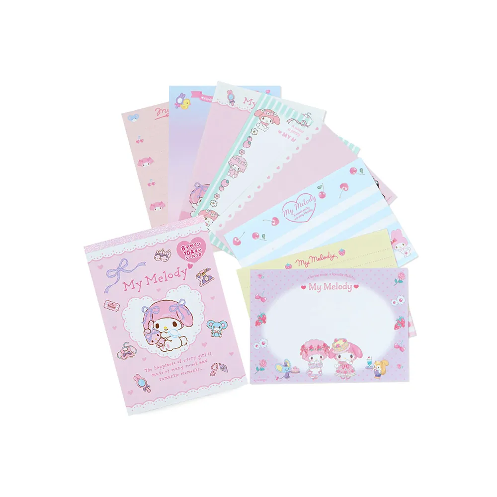 【SANRIO 三麗鷗】彩色便條本 附貼紙 美樂蒂 粉彩緞帶