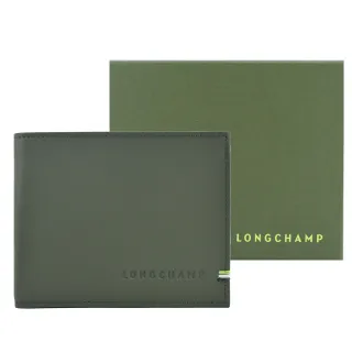 【LONGCHAMP】SUR SEINE系列牛皮雙折零錢袋短夾(卡其綠)