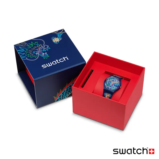 【SWATCH】Gent 原創系列手錶 DRAGON IN WAVES 龍年錶 龍騰四海 男錶 女錶 手錶 瑞士錶 錶(34mm)