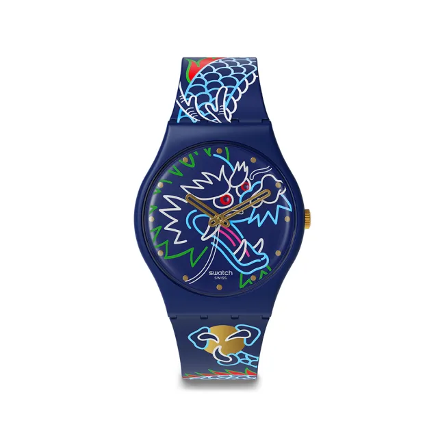 【SWATCH】Gent 原創系列手錶 DRAGON IN WAVES 龍年錶 龍騰四海 男錶 女錶 手錶 瑞士錶 錶(34mm)