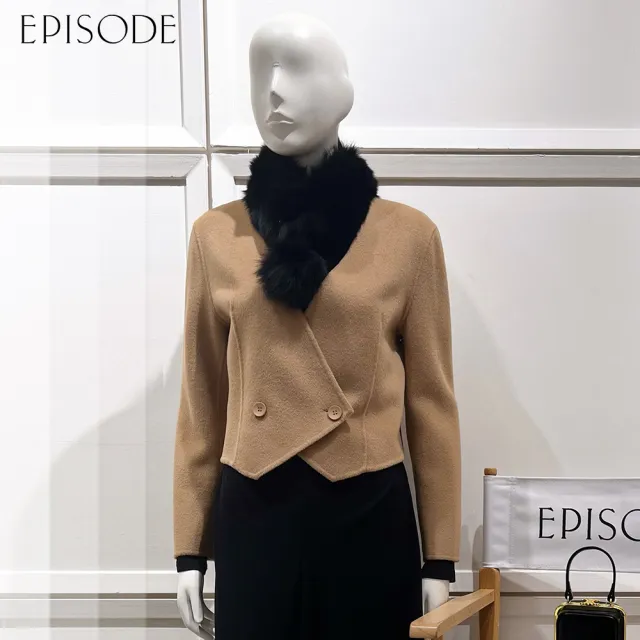 【EPISODE】出清品 修身輕薄舒適V領短版羊毛外套135010（駝色）