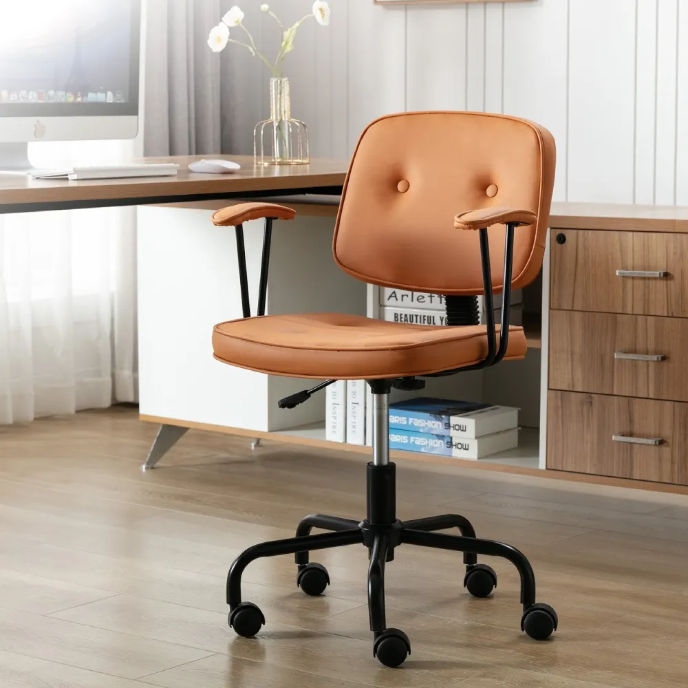 【E-home】戴力歐拉扣扶手電腦椅 2色可選(辦公椅 網美椅 會議椅 美甲 工業風)