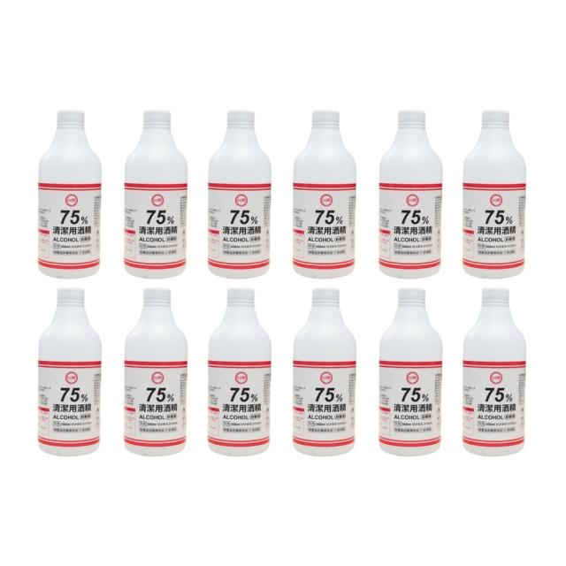【台糖】75%清潔用酒精 12瓶 防疫清潔組(500ml/瓶+酒精專用噴頭X1)