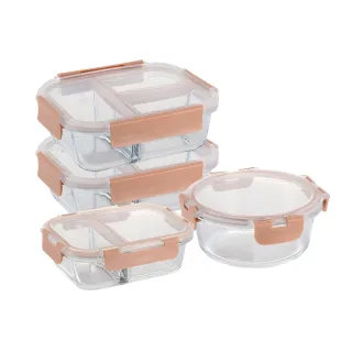 【CorelleBrands 康寧餐具】MOMO獨家玻璃保鮮盒4件組(620ml+660ml+1050mlx2)