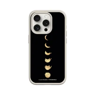 【RHINOSHIELD 犀牛盾】iPhone 14/Plus/Pro/Max SolidSuit背蓋手機殼/貓咪月象-黑(I Love Doodle)