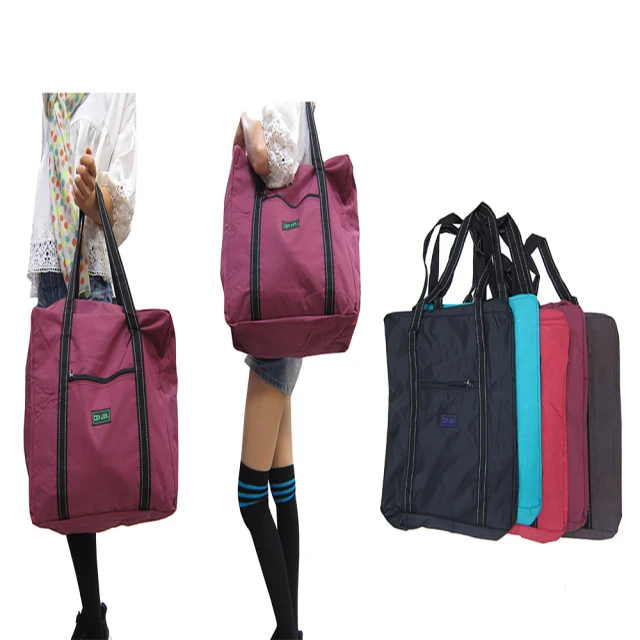 SNOW.bagshop 購物袋MIT大容量主外袋共三層可穿桿可放A4資料夾進口防水尼龍布