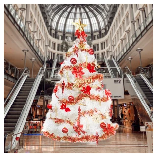 【摩達客】台灣製15尺/15呎 450cm 特級白色松針葉聖誕樹(含紅金色系配件/不含燈/本島免運費)