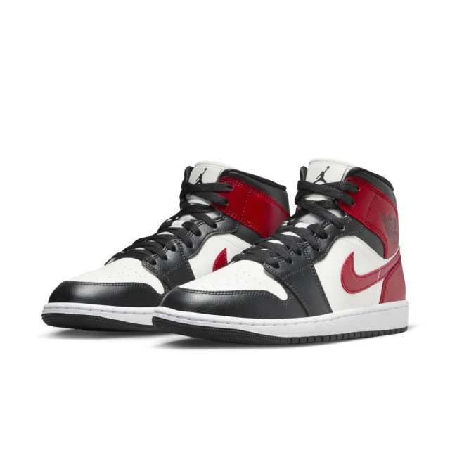 NIKE 耐吉 休閒鞋 女鞋 運動鞋 AJ 喬丹 WMNS AIR JORDAN 1 MID 黑白紅 BQ6472-160