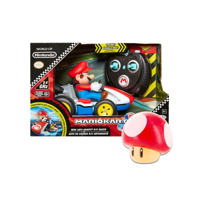 Nintendo 任天堂 瑪利歐迷你遙控車款+經典蘑菇燈(超級瑪利歐/遙控車/電動車/玩具車/小夜燈)
