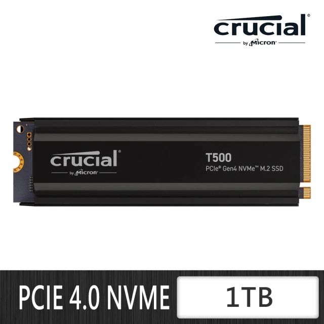 Crucial 美光 T500 1TB 含散熱器 PCIe Gen4 NVMe M.2 固態硬碟 SSD(CT1000T500SSD5)