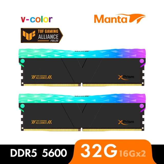 v-color 全何 MANTA XPRISM RGB DDR5 5600 32GB kit 16GBx2(TUF GAMING認證桌上型超頻記憶體)