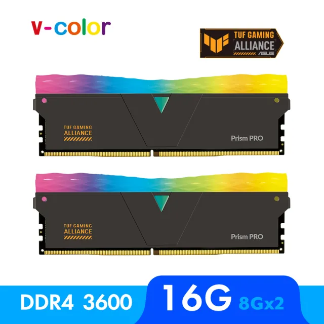 【v-color 全何】Prism Pro RGB DDR4 3600 16GB kit 8GBx2(TUF GAMING認證桌上型超頻記憶體)