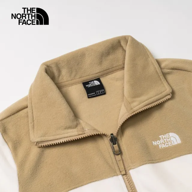 【The North Face 官方旗艦】北面女款白色舒適保暖立領抓絨外套｜81SRROR