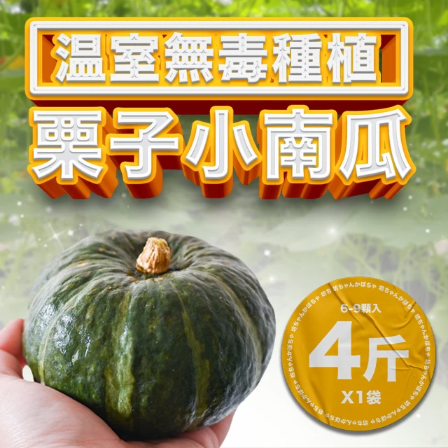 果樹寶石 卓蘭溫室小栗子南瓜6-9顆x1袋（4斤/袋）(無毒