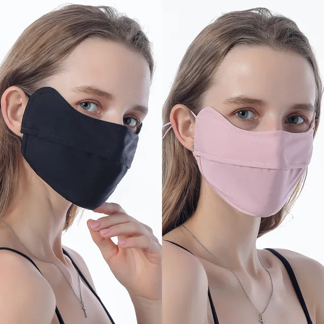 【NicoFun 愛定做】涼感冰絲透氣口罩2入 加強護眼角 防曬 透氣口罩 布口罩(涼感科技 抗紫外線 可水洗)