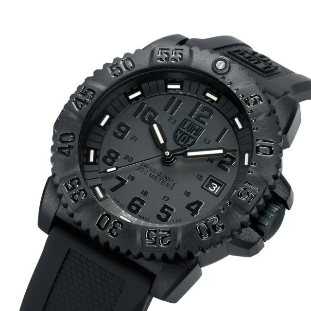 【LUMINOX 雷明時】NAVY SEAL 3500全新海豹2代系列腕錶-黑x黑時標(45mm)