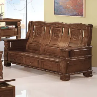 【Hampton 漢汀堡】喬爾中式古典風香樟實木三人椅(一般地區免運費/木沙發/木椅/實木椅)