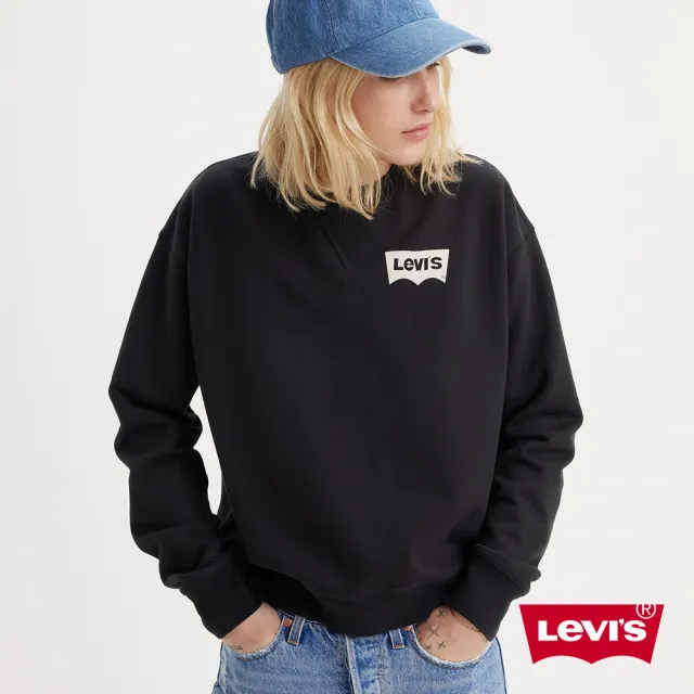 【LEVIS】女款 重磅大學Tee / 經典Logo 360GSM厚棉 黑 熱賣單品 A7288-0019