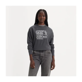 【LEVIS 官方旗艦】女款 重磅大學Tee / 美式休閒印花 300GSM厚棉 黑 熱賣單品 A7288-0013