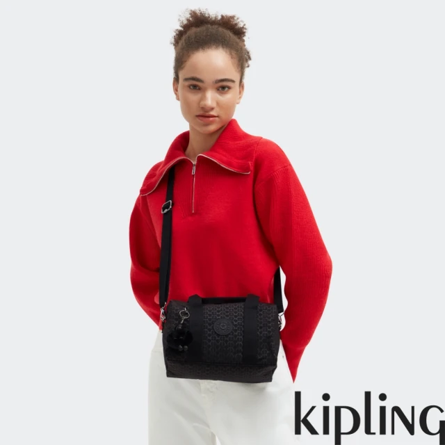 KIPLING官方旗艦館 低調有型黑豹紋手提後背兩用包-KA