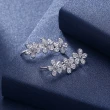 【925 STARS】純銀925耳環 美鑽耳環/純銀925微鑲美鑽花朵串飾造型耳環(白金色)