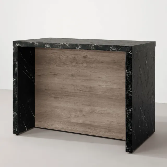 【BODEN】卡諾斯4尺中島型吧台桌+餐櫃/多功能收納餐桌櫃-黑色仿石面