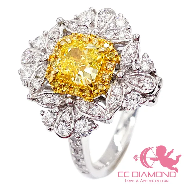 【CC Diamond】GIA Fancy Intense Yellow 濃黃彩鑽石戒墜兩用款(獨家設計款)