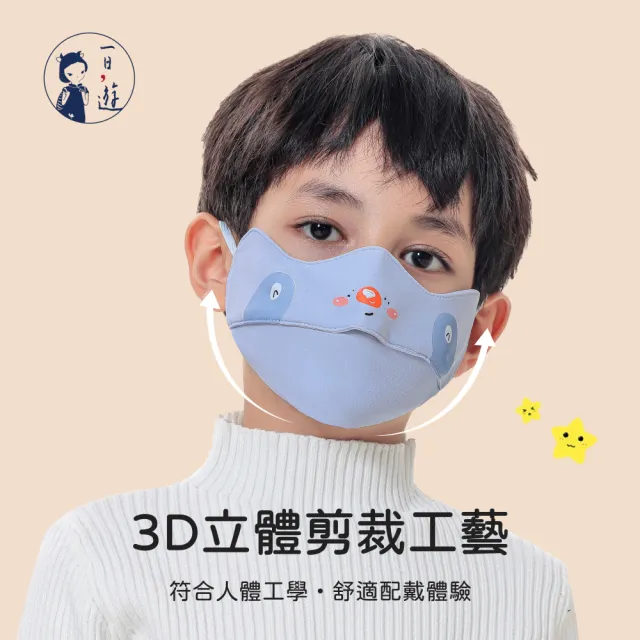 【NicoFun 愛定做】兒童防風保暖 萌趣浣熊卡通 布口罩 立體3D 透氣 護眼角 防護口罩(可水洗 可調式耳扣)