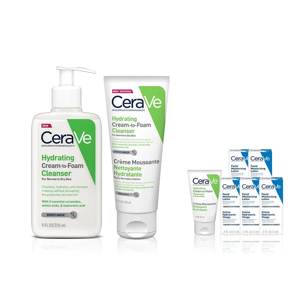 【CeraVe適樂膚】溫和洗卸泡沫潔膚乳 大+小 年度限定組_B(泡沫質地)