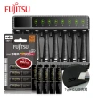 【FUJITSU 富士通】低自放電900mAh4號8入+智慧型八槽USB電池充電器+送電池盒(充電電池組)